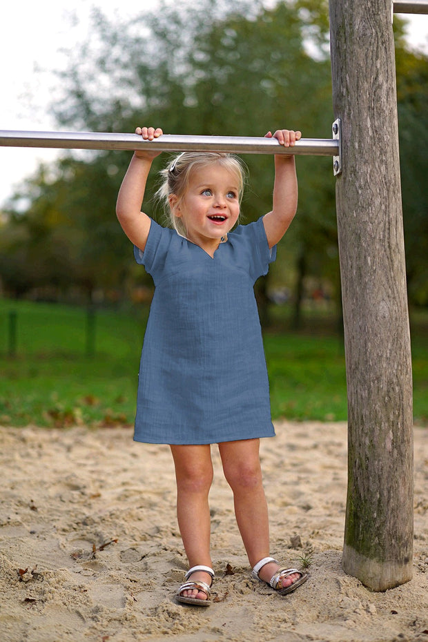 Musselin fabrik Uni Indigoblau