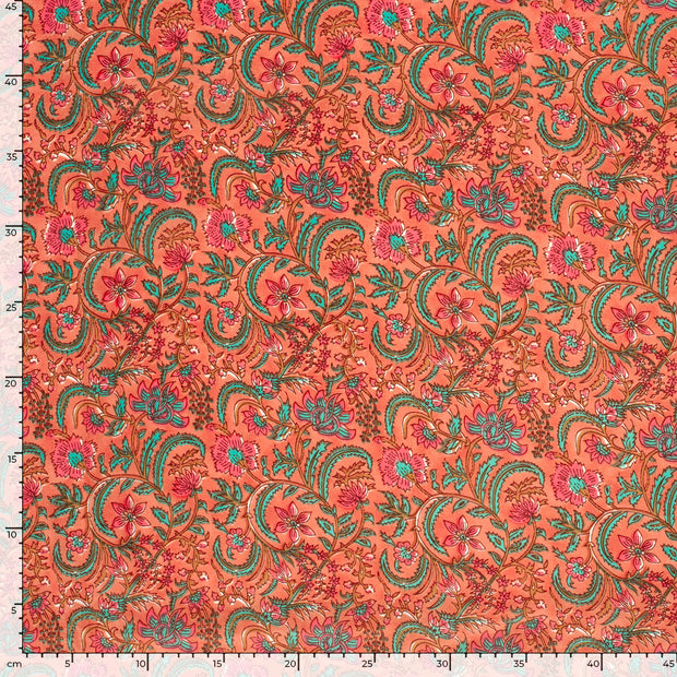 Voile stof Bloemen Oud Roze