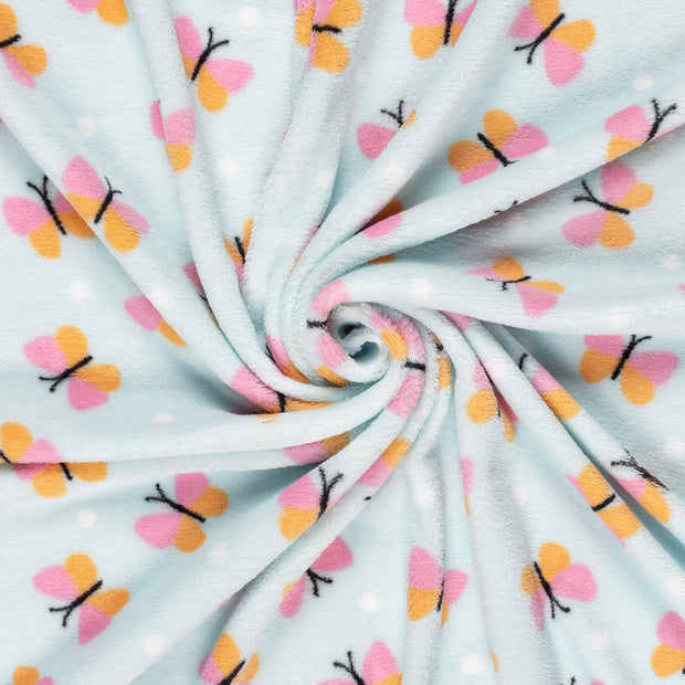 Coral Fleece fabric Light Blue printed 