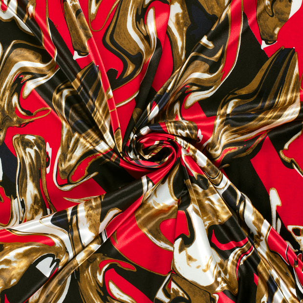 Satin fabric Navy printed 