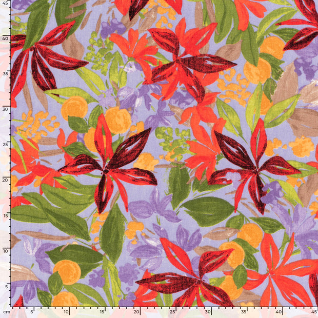Leinen-Optik fabrik Blumen Violett