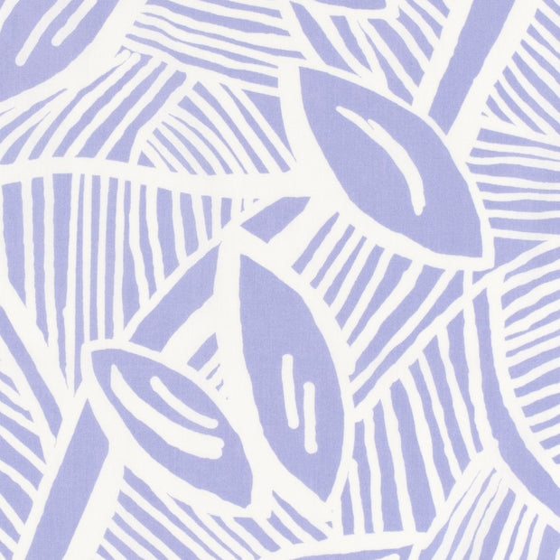 Satin de coton tissu Feuilles Lilas