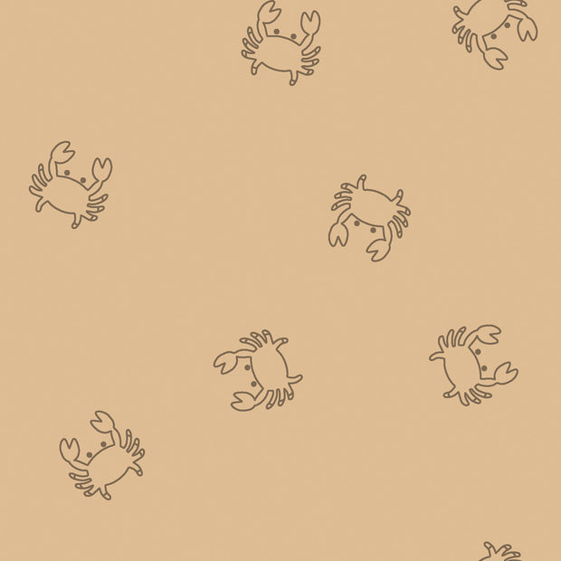 Stretch terry fabric Crabs Camel