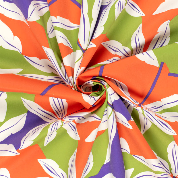 Algodón satinado tela Coral estampado