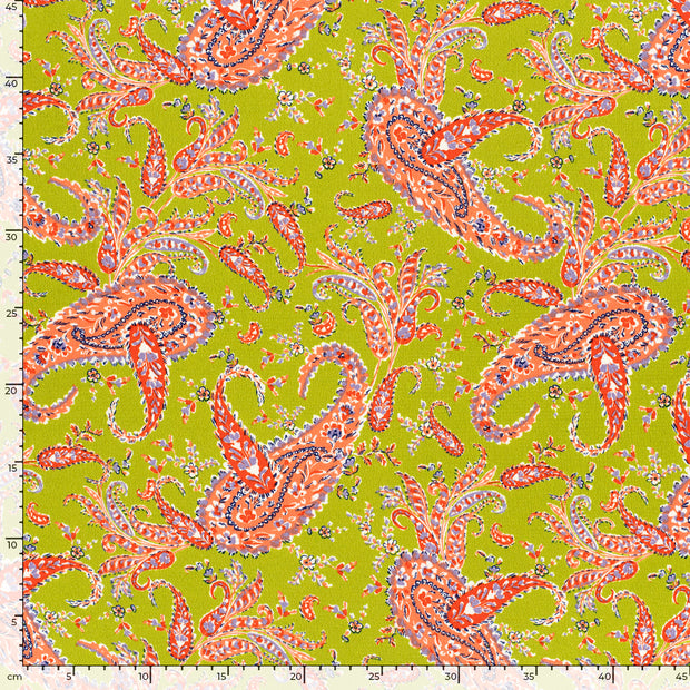 Polyester Bubble tissu paisley Vert Citron