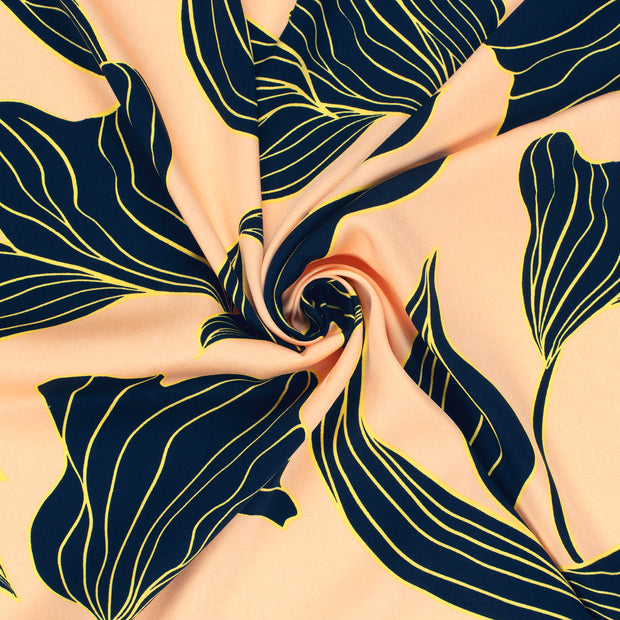 Viscose Satin tissu Saumon imprimé 