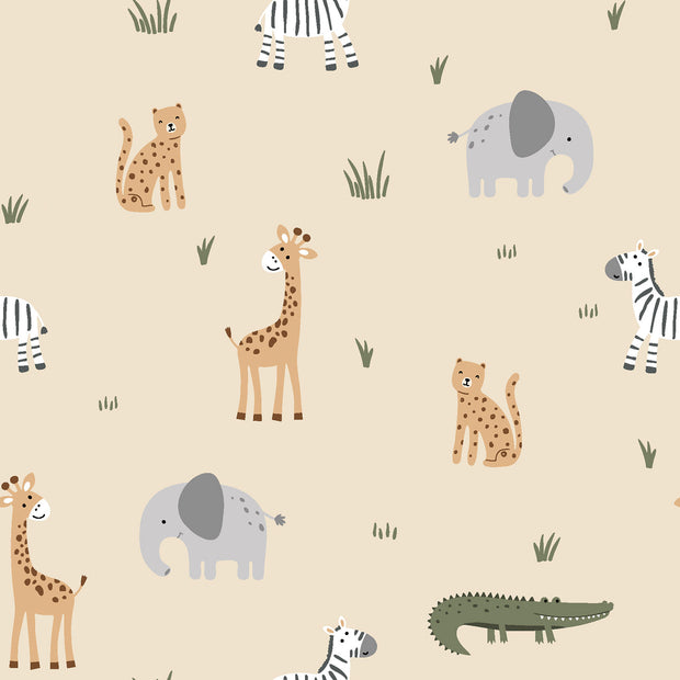 Baumwolle Jersey fabrik Tiere Beige