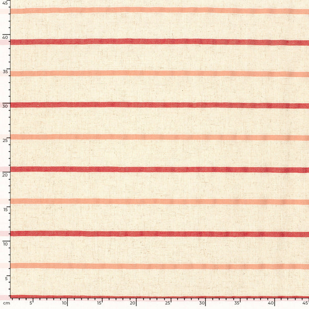 Woven Viscose Linen fabric Stripes Coral