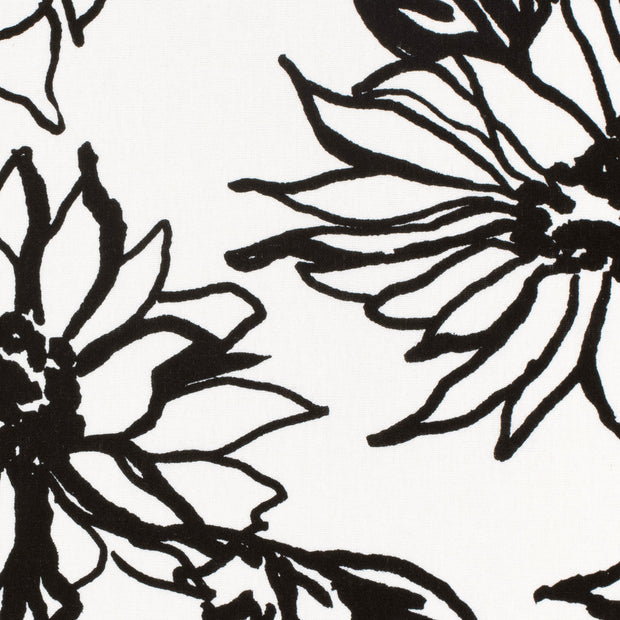 Woven Viscose Linen fabric Flowers White