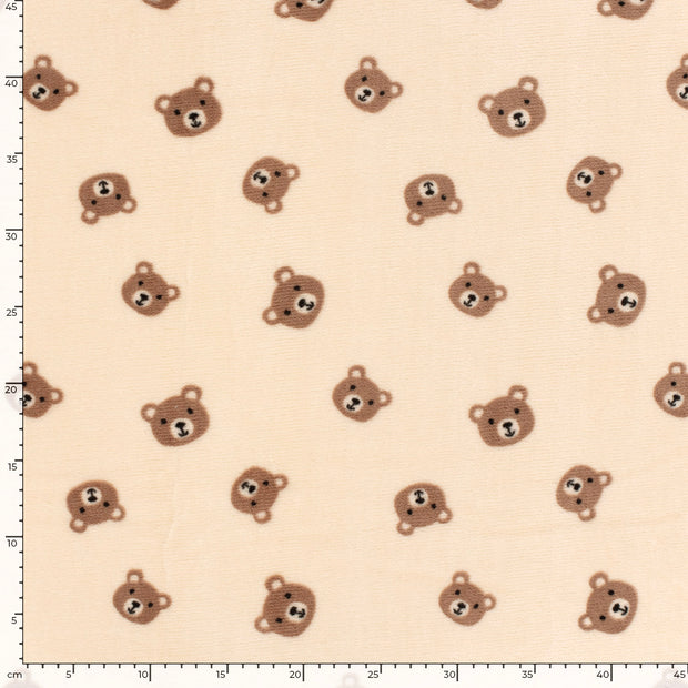 Coral Fleece fabric Bears Beige