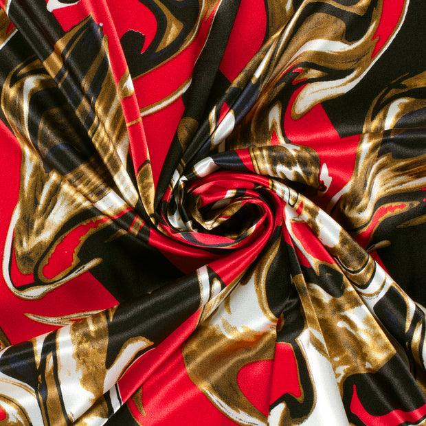 Satin fabric Abstract Navy