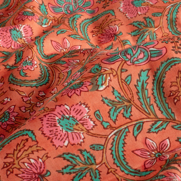 Voile stof Bloemen Oud Roze