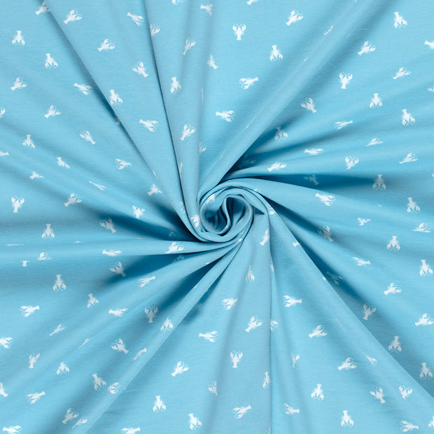 Cotton Jersey fabric Baby Blue printed 