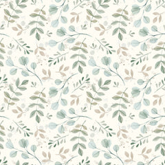 Baumwolle Jersey GOTS digital bedruckt Blatter Wollweiß