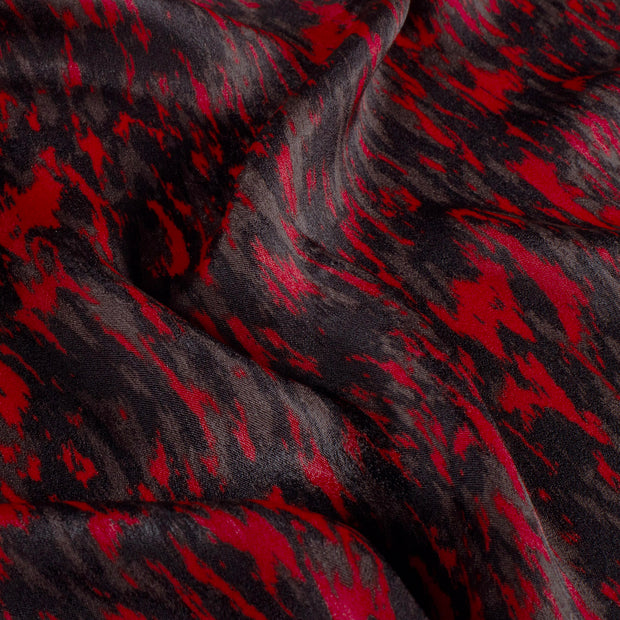 Satin Velvet stof Abstract Donker rood