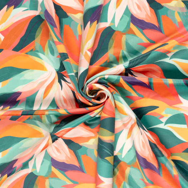 Velvet fabric Petrol digital printed 
