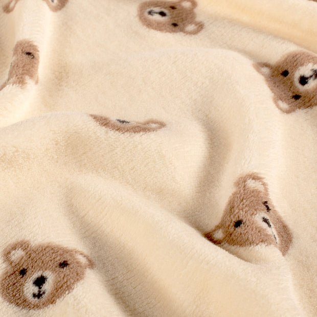 Coral Fleece fabric Bears Beige