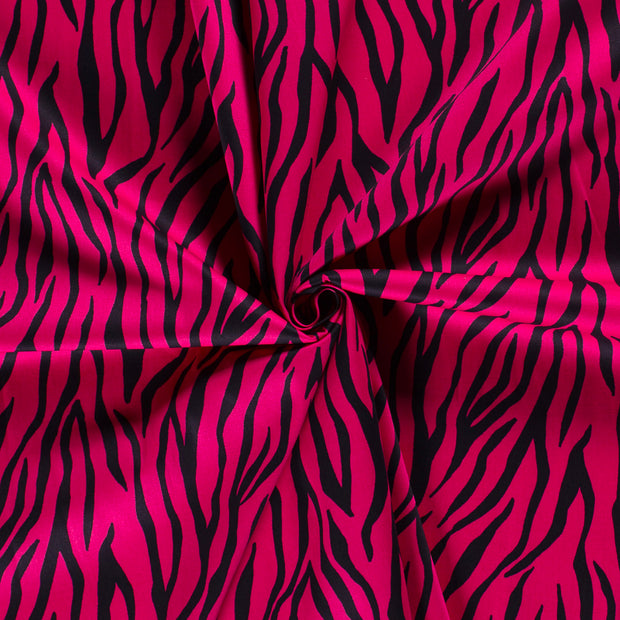 Satin de coton tissu Fuchsia imprimé 