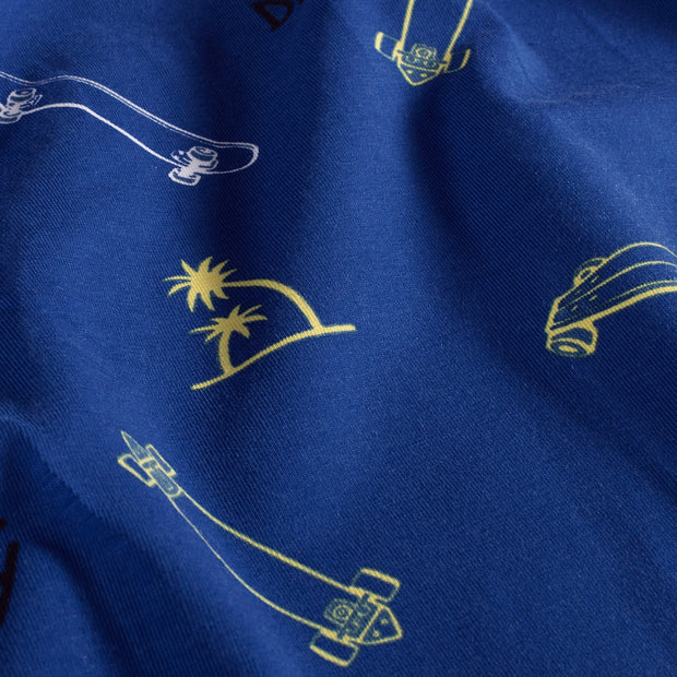 Cotton Jersey fabric Skateboards Cobalt