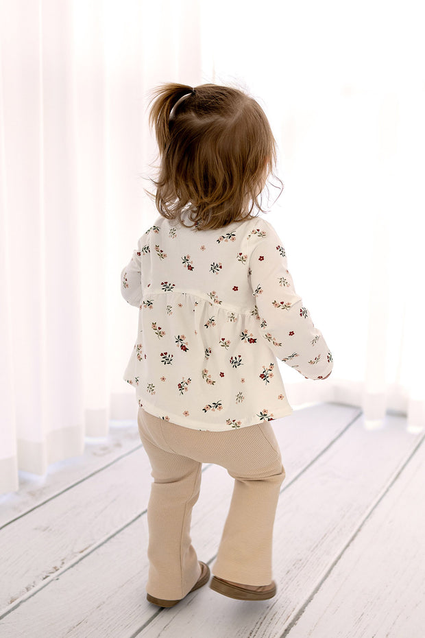 Katoen Jersey stof Bloemen Gebroken wit