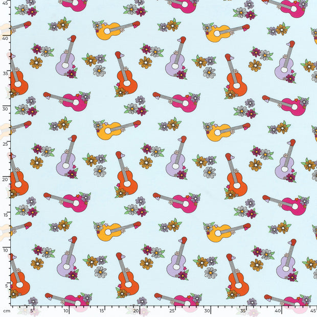 Baumwolle Jersey fabrik Blumen Hell Blau
