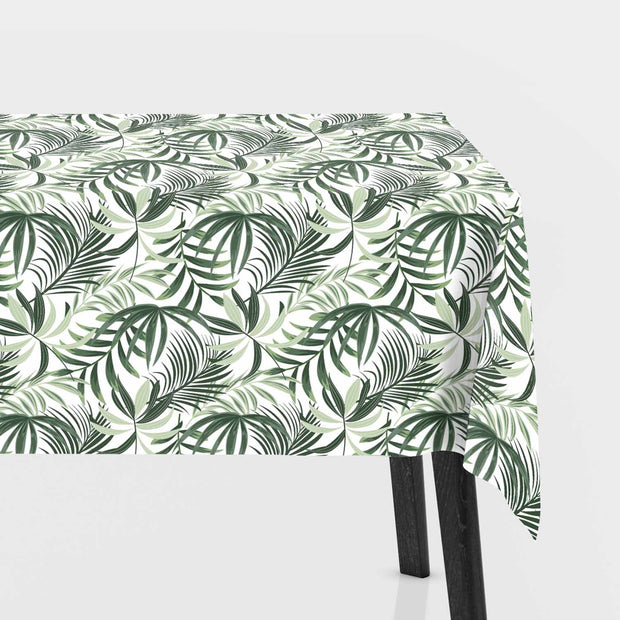 Toile Cirée tissu Feuilles Blanc optique