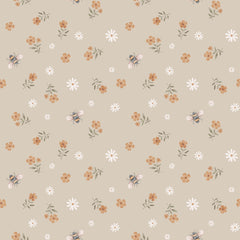 Baumwolle Jersey GOTS digital bedruckt Blumen Beige