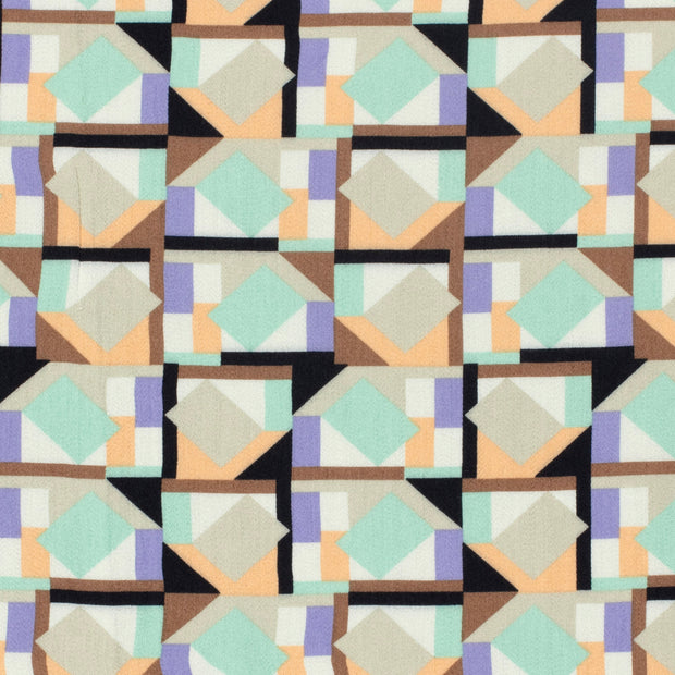 Viscose Satin fabric Abstract Beige