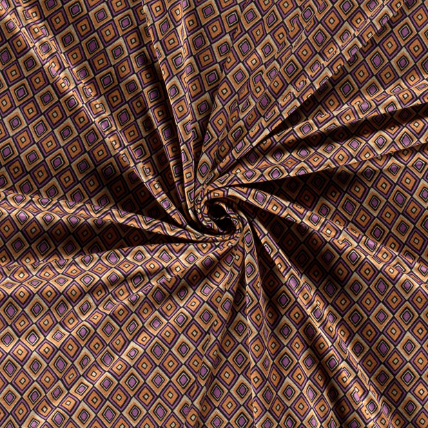 Poly Viscose Jersey fabric Orange discharge printed 