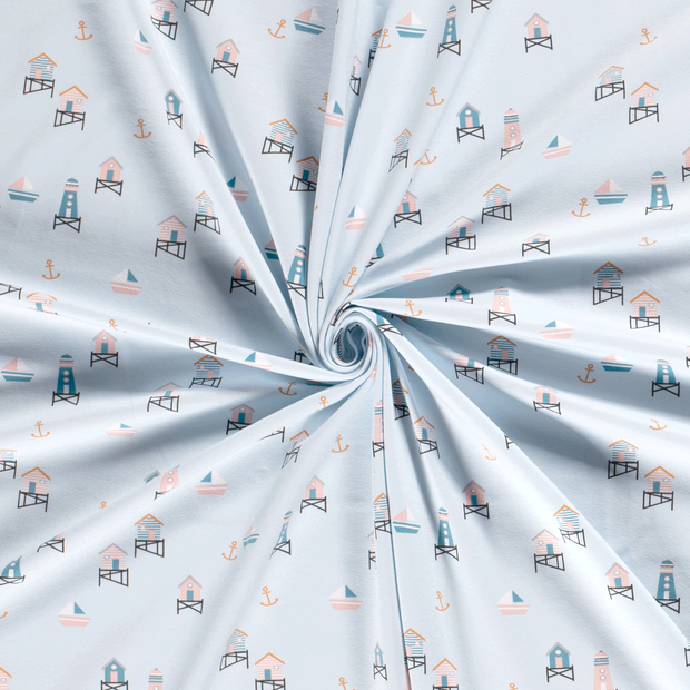 Cotton Jersey fabric Mint printed