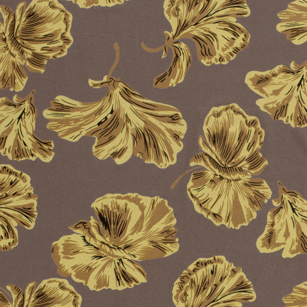 Viscose Jersey fabric Flowers Dark Grey