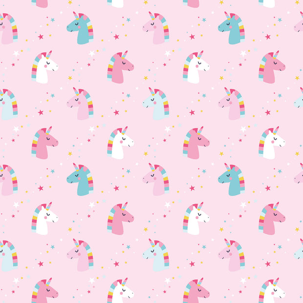Cotton Poplin fabric Unicorn Light Pink