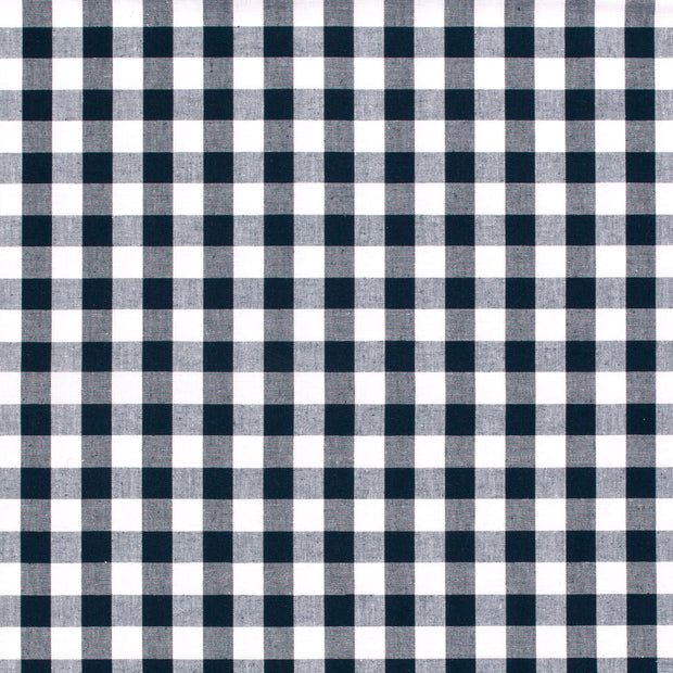 Cotton Poplin Yarn Dyed fabric Checks Navy
