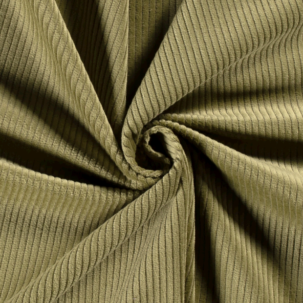 Corduroy 4.5w stof Effen Olijf Groen