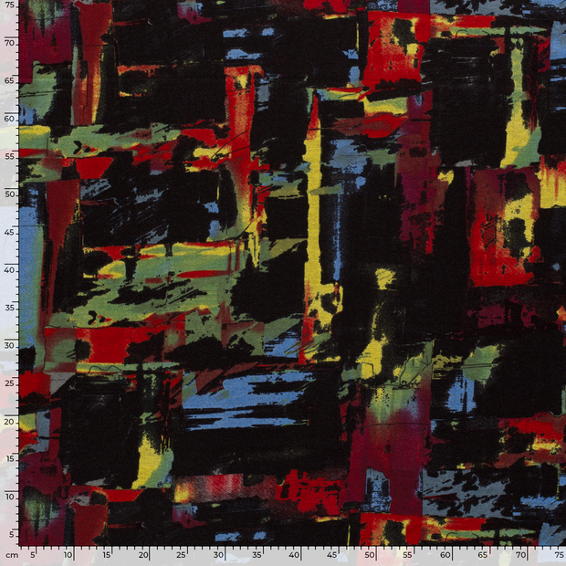 Poly Viscose Jersey fabric Abstract Black