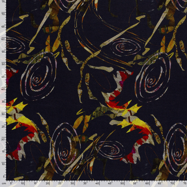 Poly Viscose Jersey fabric Abstract Navy