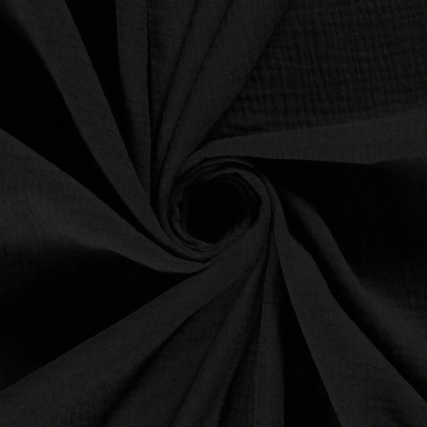 Double gaze tissu Unicolore Noir