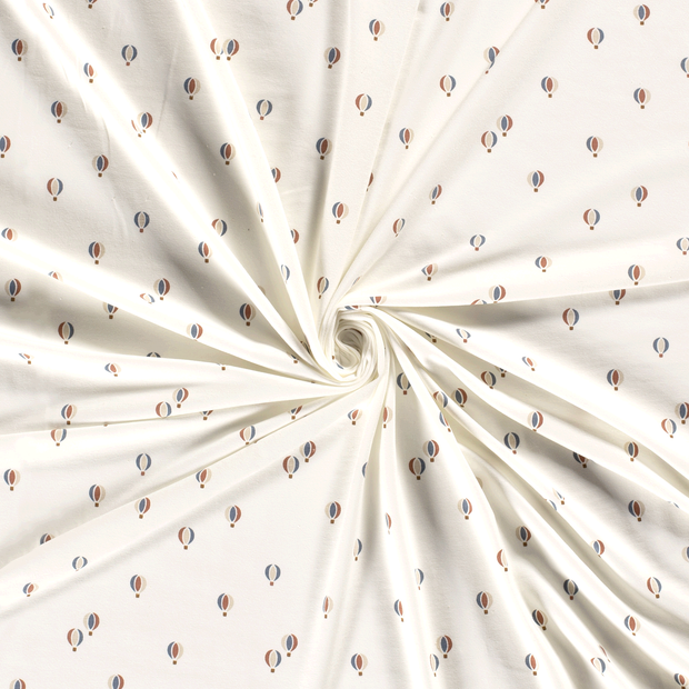 Jersey de Coton tissu Blanc cassé imprimé 