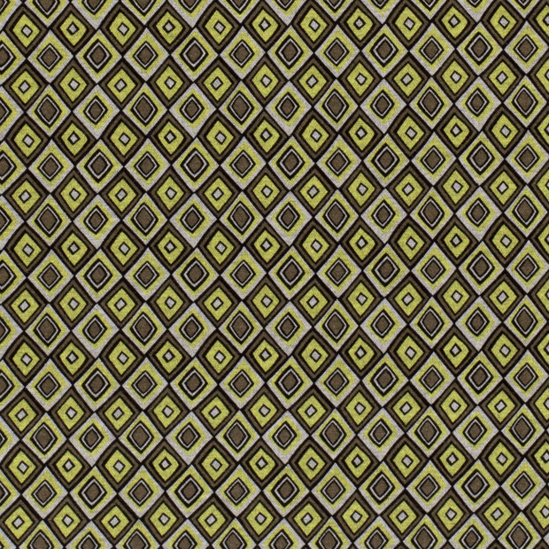 Poly Viscose Jersey fabric Diamonds Lime Green