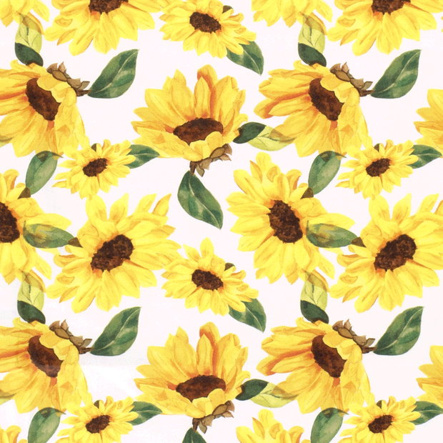 Katoen Poplin stof Bloemen Optisch wit