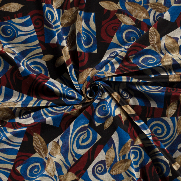 Poly Viscose Jersey fabric Brique discharge printed 