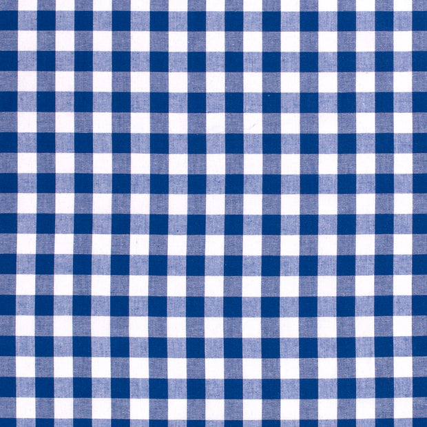 Cotton Poplin Yarn Dyed fabric Checks Cobalt