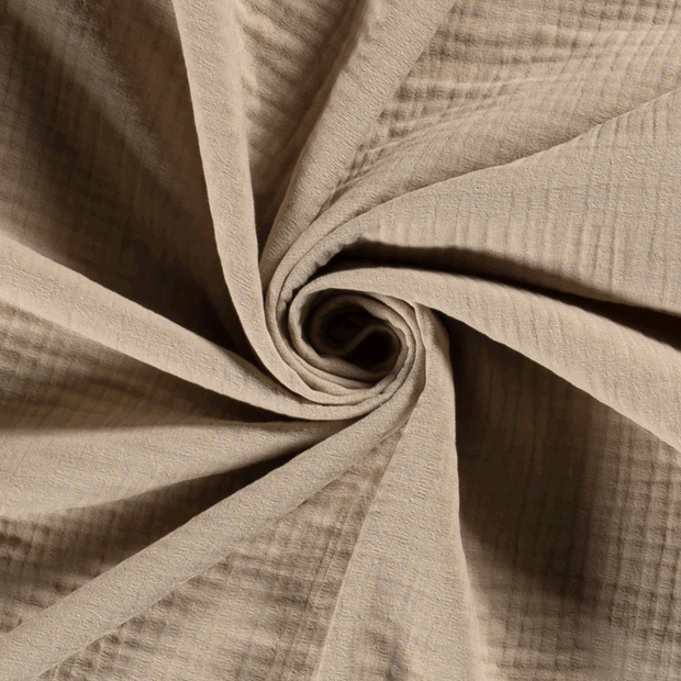 Dreilagiger Musselin fabrik Uni Beige