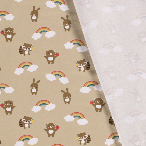 Cotton Jersey fabric Raccoons printed 
