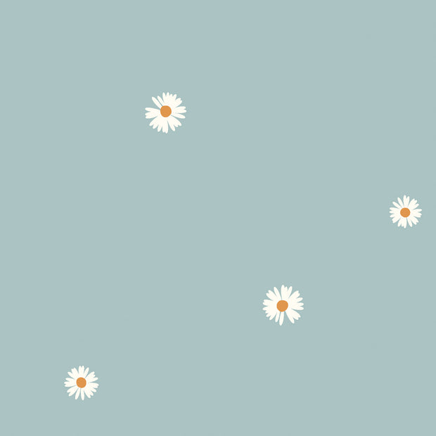 Algodón Popelina tela Flores Azul bebé