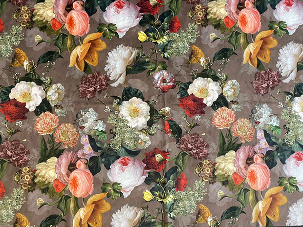 Velvet fabric Brown digital printed 