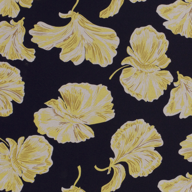 Viscose Jersey fabric Flowers Navy