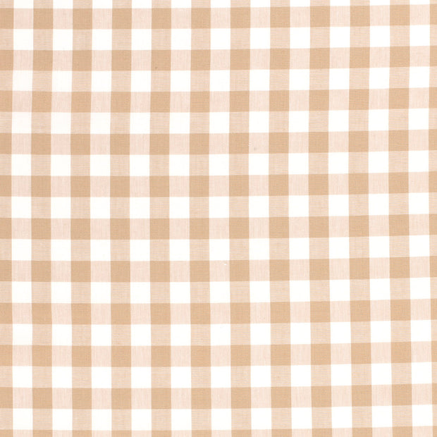 Cotton Poplin fabric Checks Camel