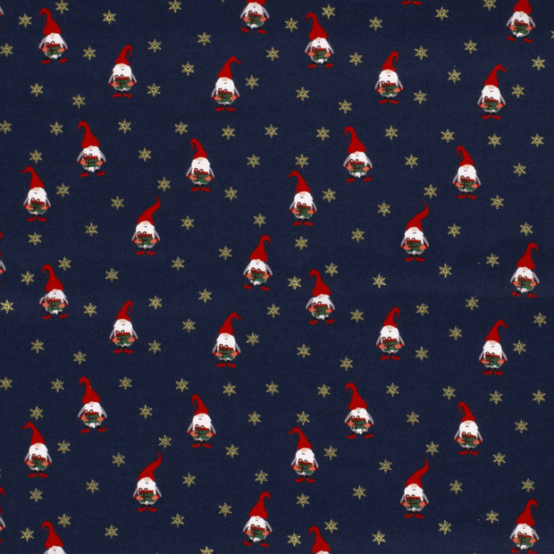 Cotton Poplin fabric Christmas Navy