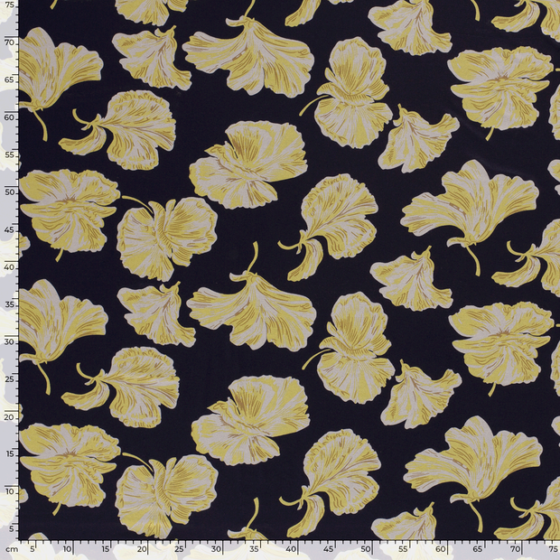 Viscose Jersey fabric Flowers Navy